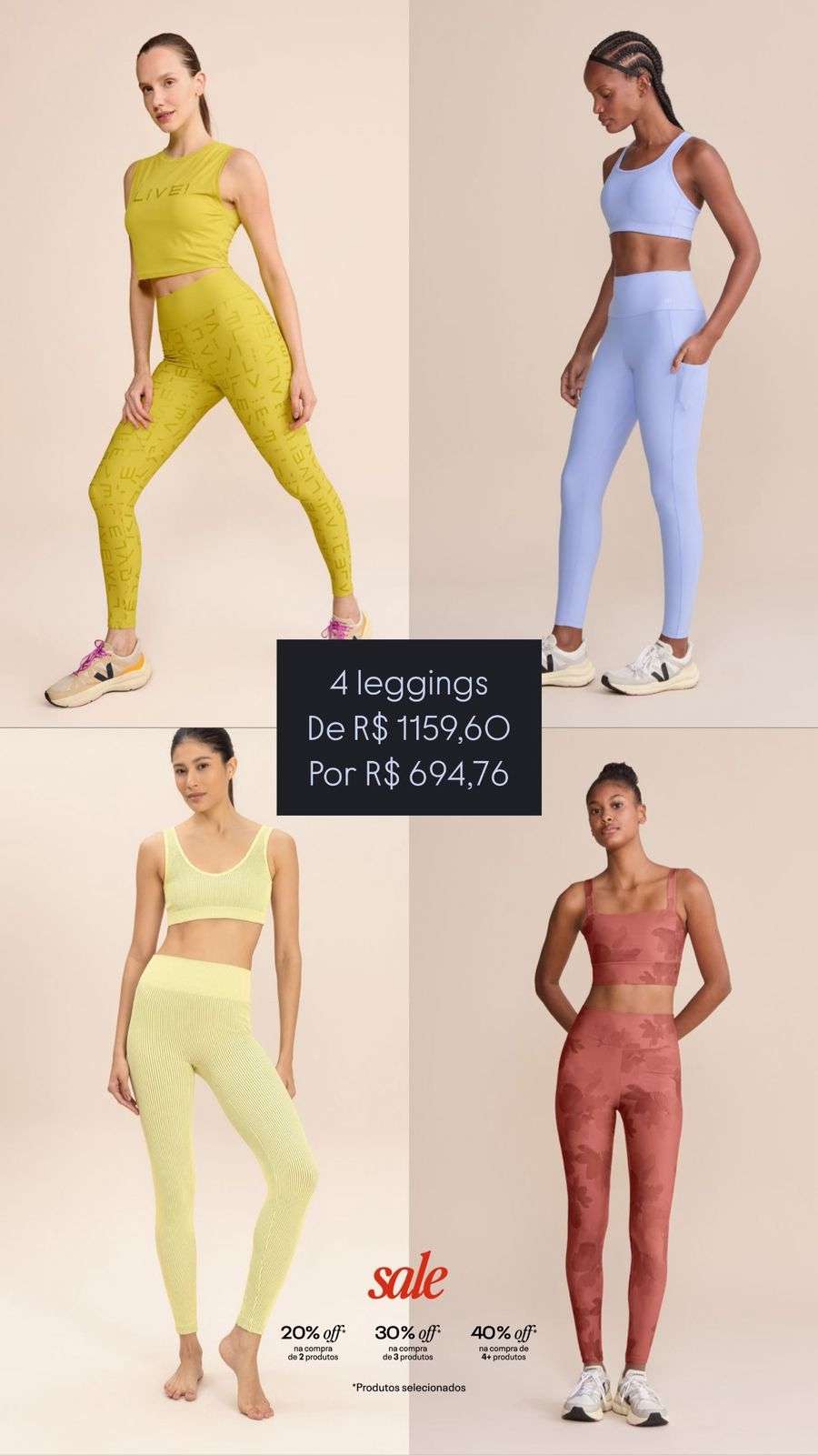 Valor na compra das 4 leggings 