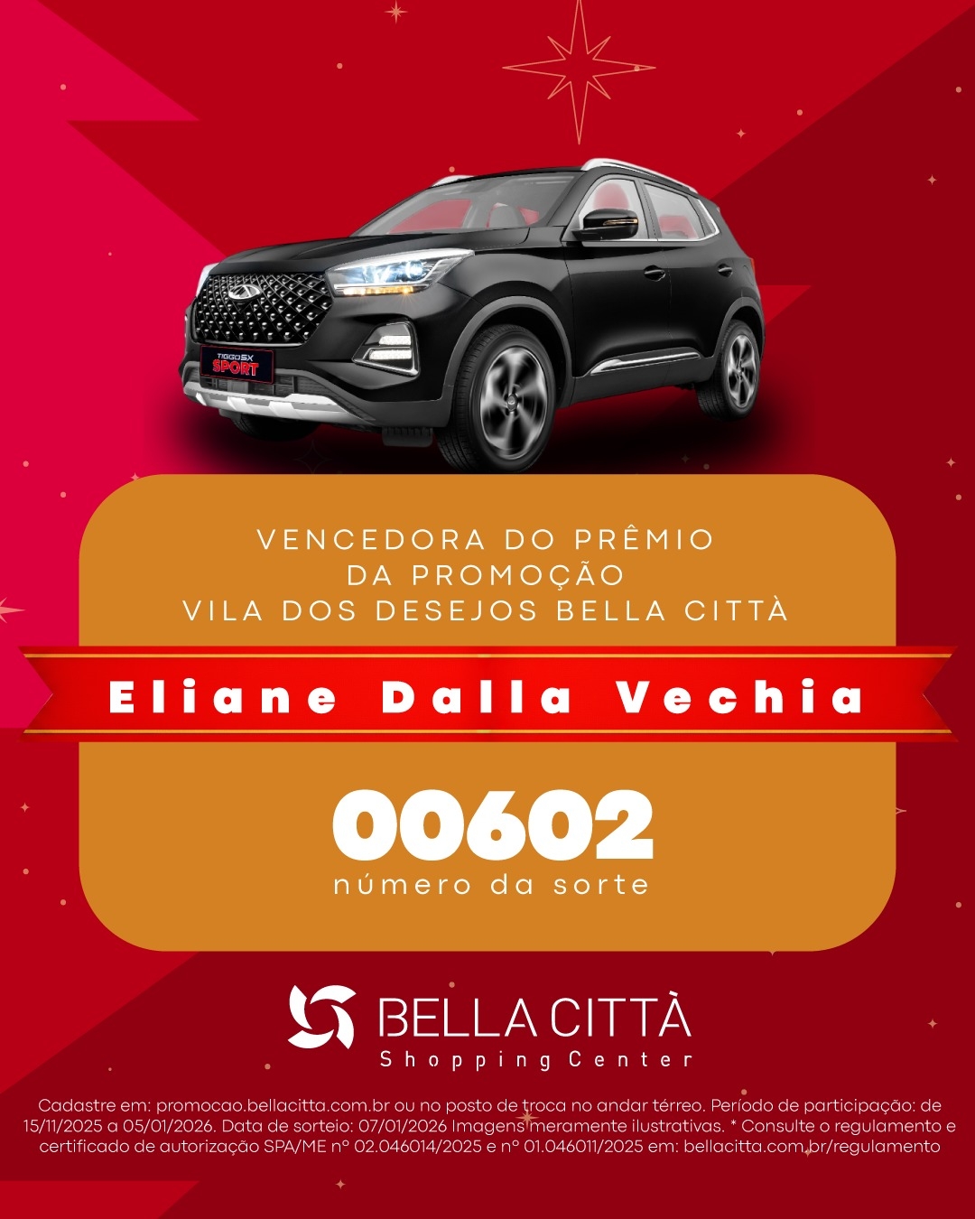 Bella Città Shopping anuncia ganhadora de carro zero quilômetro