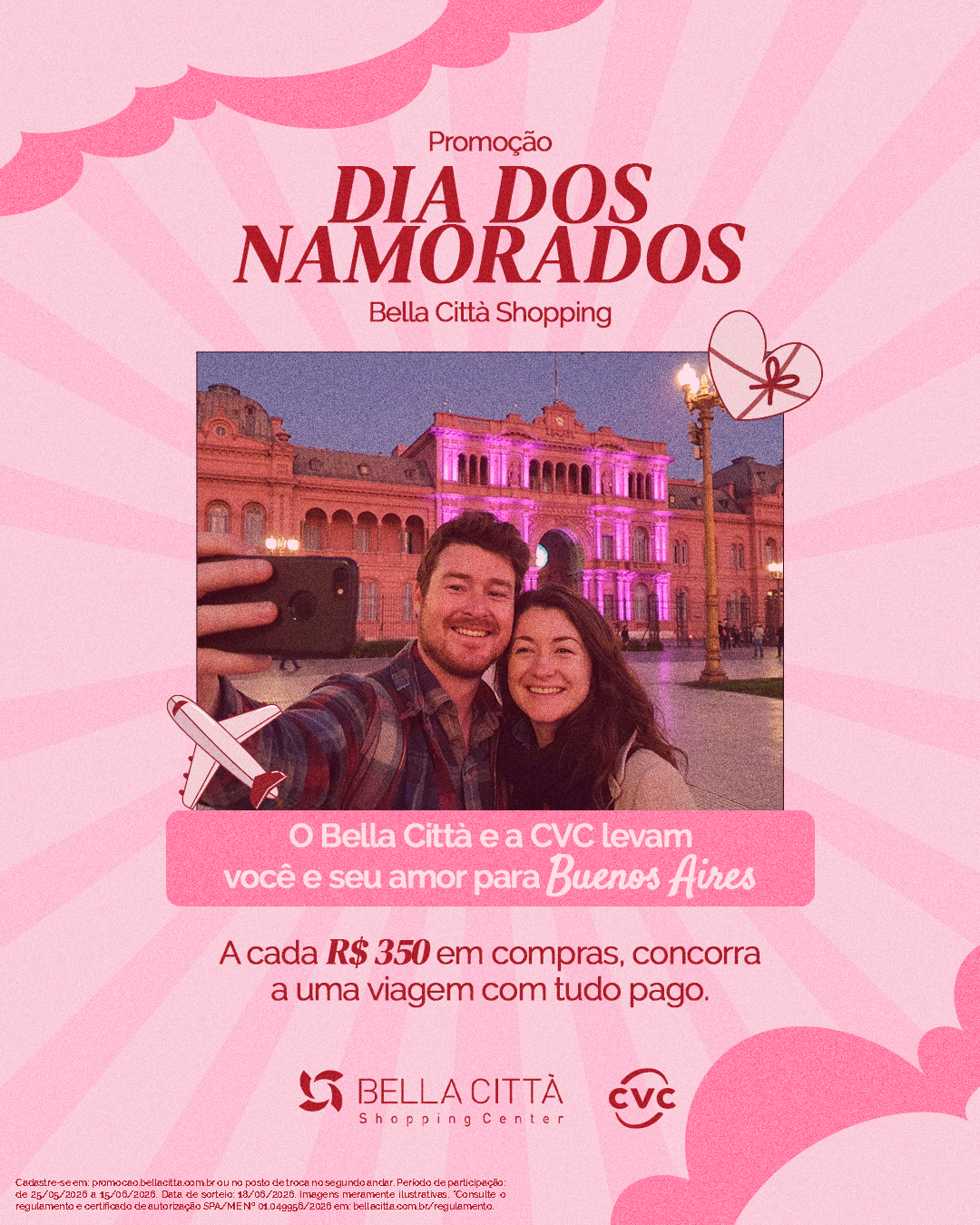Bella Città Shopping lança campanha de Dia dos Namorados com viagem para Buenos Aires