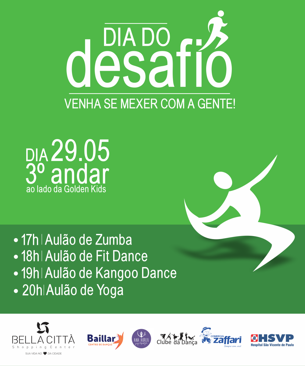 Dia do Desafio no Bella Città Shopping terá programação intensa