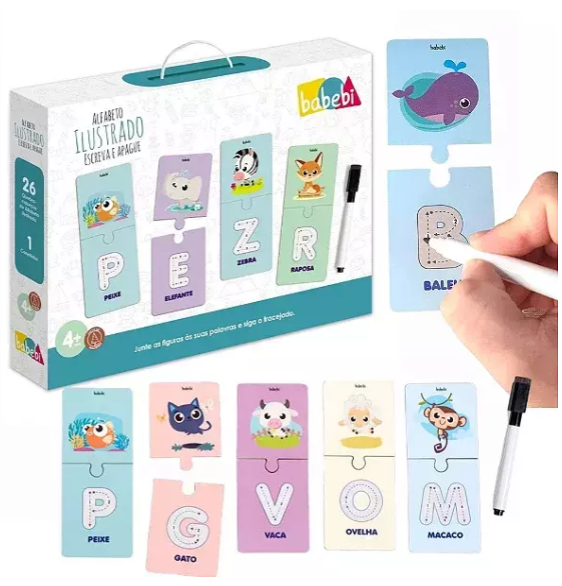 Alfabeto ilustrado escreva e apague
